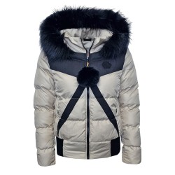 Дамско пухено яке с качулка, City Angels Jeans, Бежово, 6843